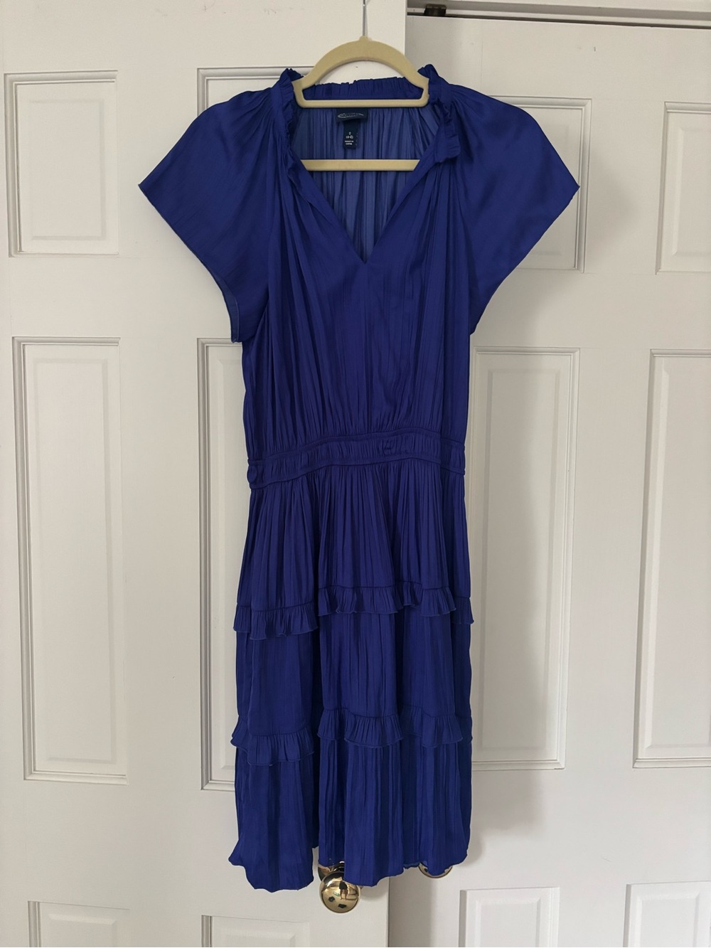 Scoop NYC Royal Blue Tiered V-Neck Midi Dress